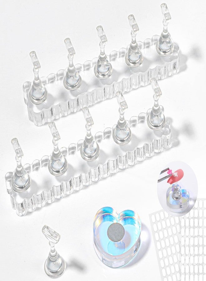 سيبا حامل أظافر سيبا مكون من 5 قطع للأظافر الاصطناعية، حامل أظافر مغناطيسي قوي للأظافر الاصطناعية، لوازم عرض وتصميم فن الأظافر الأكريليك مع أدوات فن الأظافر وملصقات للمبتدئين في صالونات التجميل المنزلية - Image 1